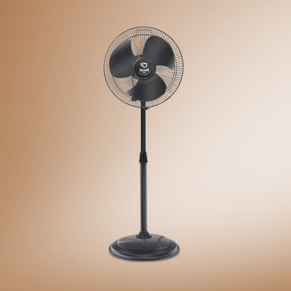 SUMMERCOOL Cyclone Sweep Pedestal Fan 400mm | High Speed 3 Blade Stand Fan | Heavy Duty Motor | Farrata Energy Saving Fan | Adjustable Height | Standing Fan for Home/Office/Factory | Black