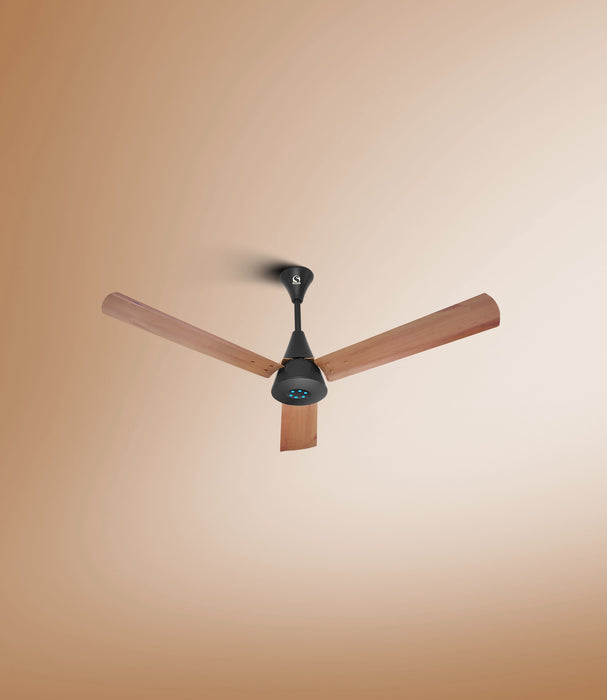 SUMMERCOOL 1200mm BLDC Ceiling Fan with Remote Control | 350 RPM High Air Delivery with LED Indicators | Power Saving | Automatic Switch Set Timer | Wooden Fan | 2 Year Warranty